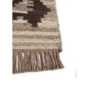 พรมขนสัตว์อัฟกันสีเบจและสีน้ำตาลแบบเบดูอิน รุ่น ADWL-146 ทอลายเรียบแบบเรขาคณิตสำหรับใช้ในบ้าน - Product Image 4