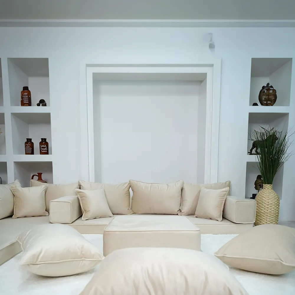 Fácil de mover y limpiar piso sofá seccional sala de estar asiento esquina Modular árabe asiento piso sofá gran oferta moderno conjunto de terciopelo