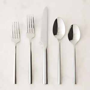 Ensemble de couverts en acier inoxydable de 5 pièces avec finition miroir - Cuillère, fourchette, couteau modernes pour la maison et l'hôtellerie - Product Image 5