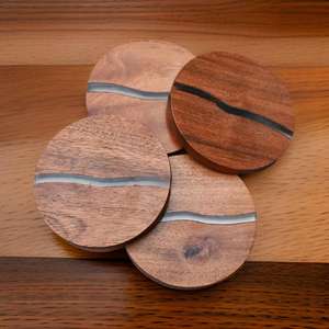 Juego de Posavasos de Resina Epoxi y Madera de Río, Ecológicos, Bohemios y Elegantes, para Hogar y Oficina, Venta al Por Mayor - Product Image 3