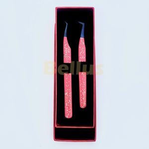 Pincettes d'extension de cils en acier inoxydable avec revêtement en gel Pointes en fibre polie anticorrosive Prise en main durable pour tous les types de pointes - Product Image 6