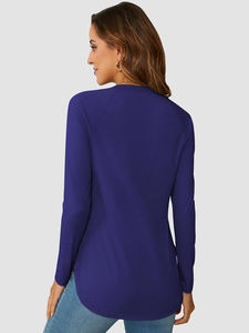 Camisetas de Manga Larga Personalizadas para Mujer, Ecológicas, de Alta Calidad, Transpirables, Antiarrugas, de Color Liso, Corte Regular, Casuales, de Algodón, OEM - Product Image 6