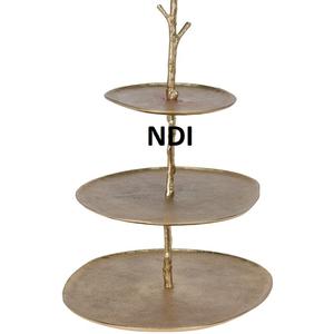 Soporte de exhibición de pasteles de 3 niveles con acabado en oro, de metal, de última tendencia, para fiestas de cumpleaños, en forma personalizada, para decoración de mesa. - Product Image 1