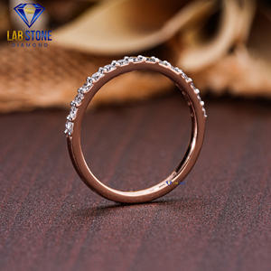 0,30 TDW banda de diamantes redondos anillo de compromiso de oro rosa de 18 quilates Cvd/Joyería de diamantes Hpht - Product Image 5