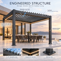 Pergola bioclimatique motorisée à toit à lames orientables en aluminium pour jardin, patio, terrasse et cour arrière