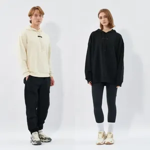 Premium Pullover Hoodie Embossed Logo Pattern Thick Drawstring Contemporary Unisex Fashion Sweater Gym Top - Product Image 3