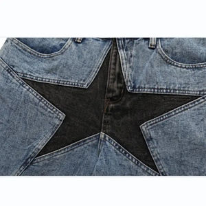 Casual Men Blue Patchwork Star Pattern Stitched Denim Shorts for Men / <b>Baggy</b> <b>Jorts</b> for Men Cotton latest latest fas - Product Image 3