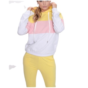 Conjunto Deportivo para Mujer, Color Verde, Diseño de Parches, Sudadera con Capucha y Pantalones, Estilo Informal, Ligero, de Algodón Teñido - Product Image 4