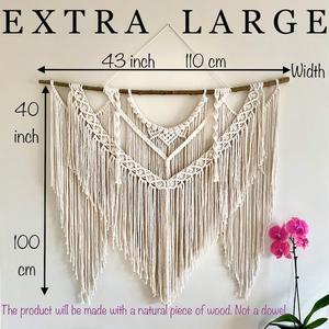 100% fait à la main avec du bois naturel, grand mur de macramé suspendu/peinture murale de macramé Boho pour la décoration intérieure de l'usine - Product Image 6