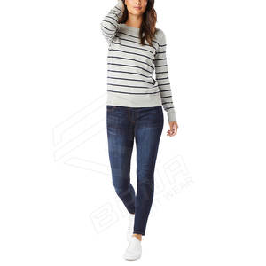 O-cuello de gran tamaño de la sudadera de las mujeres de manga larga de algodón Terry lavado ácido y impreso ropa de invierno con el logotipo frontal - Product Image 6