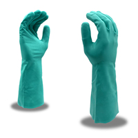 Gants en coton doublés de floc de 13 pouces de long, résistants aux produits chimiques au nitrile, gants de sécurité pour le nettoyage ménager, gants en nitrile vert de 15 mil