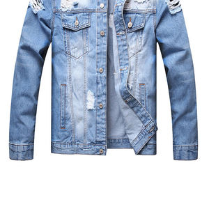 Chaqueta Vaquera Azul Claro Desgastada, Holgada y Personalizada de Alta Calidad para Hombre, Talla Grande, de Flyingkick Enterprises Wholesale - Product Image 6
