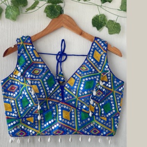 Blusa Saree tradicional confeccionada con boutique india, blusas de secuencia de diseñador cómodas y elegantes, ropa de fiesta étnica nupcial - Product Image 1