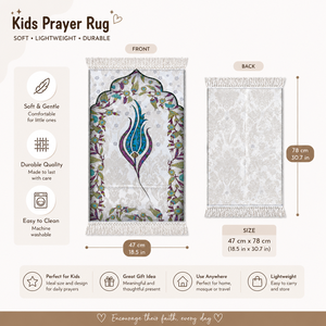 Alfombra de Oración Infantil, Suave, Azul, con Diseño de Tulipán, Alfombra de Oración Islámica Portátil para Niños y Niñas, Regalo para Ramadán y Eid - Product Image 5