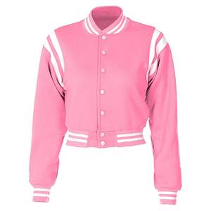 Veste universitaire pour femme en satin personnalisé avec inscription graphique, épaules tombantes, bicolore, imperméable, respirante, doublée de polaire - Product Image 2