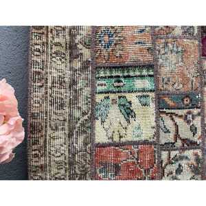 Vintage Turkish Rug, 2.5x6.3 ft Rug, <b>Brown</b> Animal Print <b>Wool</b> Rug - Product Image 4