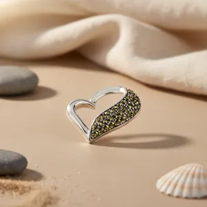 Colgante de Corazón de Plata 925 con Incrustaciones de Piedras Preciosas, Baño de Rodio en Oro Rosa, Estilo Religioso, para Uso Diario, Regalo, Joyería para Mujer - Product Image 1
