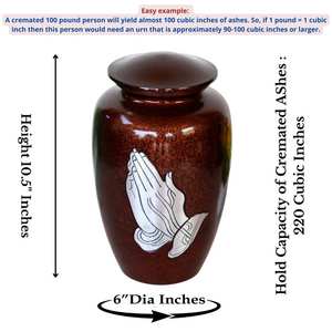 Hands Praying Metal Urn for Ashes Lidded Cremation Urns for Human Funeral <b>Memorial</b> <b>Gifts</b> in Loving Memory - Product Image 3