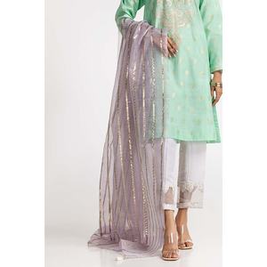 Dupatta Morado Teñido con Lurex para Mujer, Hecho de Organza de Fibra de Poliéster - Product Image 3