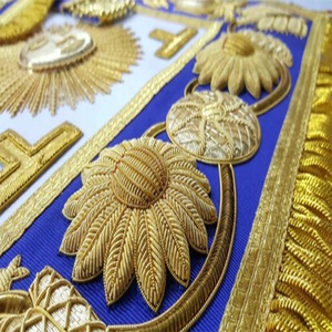 Custom Embroidered Masonic Apron With Gold Fringe Cross Symbol Blue Fabric Sew-On BadgeStyle Garment Decoration - Product Image 4