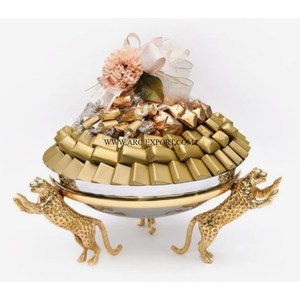 Bol en métal élégant et attrayant de qualité supérieure Design de feuille fait à la main Bol à chocolat de forme ronde Finition couleur argent - Product Image 2