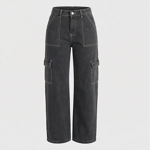 Ventes en gros de jeans déchirés pour femmes, pantalon cargo à poche latérale, respirant, tendance, pantalon de haute qualité, streetwear élégant pour femmes - Product Image 1