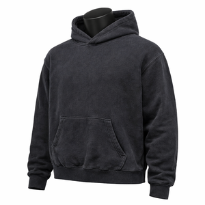 Sudadera con Capucha Negra Lavada Estilo Vintage |   Sudadera con Capucha de Felpa de Algodón con Estampado Gráfico |   Sudadera con Capucha Unisex de Estilo Urbano OEM ODM - Product Image 1