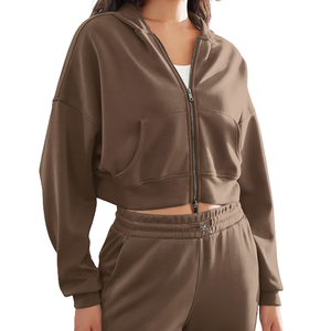 Meilleure vente de sweat-shirts décontractés streetwear à épaules tombantes, respirants, écologiques, en tricot, sweat-shirts courts pour femmes - Product Image 6