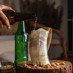 Authentic Eco-Friendly Viking Horn <b>Mug</b> Handmade Buffalo Horn Food Grade Medieval Style Religious Feng Shui Animal Beer <b>Mug</b> - Product Image 2