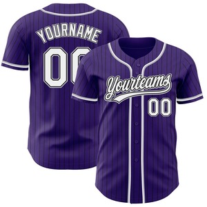 Camiseta de béisbol auténtica, ropa de equipo personalizada superventas, Morado, negra, a rayas, blanca y gris - Product Image 1