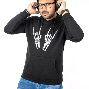 Sweat à capuche polyvalent unisexe chic noir avec cordon de serrage de poche avant Style personnalisé imprimé Vêtements d'utilisation simple - Product Image 1