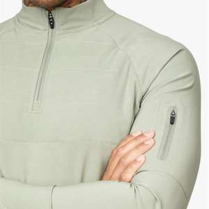 Vêtements de sport d'extérieur personnalisables pour hommes, coupe ajustée, col zippé, respirant, écologique, séchage rapide, manches longues, rashguard - Product Image 2