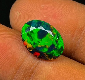 Top Grade Vivid Oval Cut Ethiopian Natural Black <b>Opal</b> Faceted Stone for Jewelry Making - Product Image 3