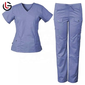 GLOBAL LEATHER Ensembles de blouses médicales unisexe grandes tailles, personnalisés OEM, uniformes d'hôpital, hauts à manches courtes en toile à col montant avec détection d'aiguilles - Product Image 1