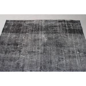 Tapis vintage 5,6 x 9 pieds, grand tapis turc, tapis persan gris et noir - Product Image 5