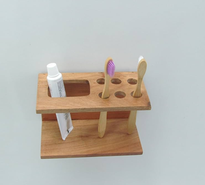 Wood Toothbursh Holder Stand Organizer Storage Rack Wooden Display Toothpaste Holder Stand Best price - Product Image 3