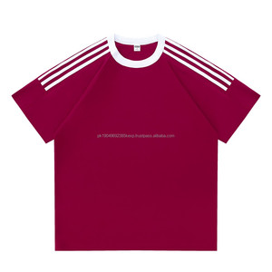 Fabricante al por mayor diseño personalizado 3-Bar mangas camisetas 200gsm clásico liso algodón camisetas para hombres mujeres ajuste suelto transpirable - Product Image 2