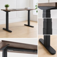 Bureau assis-debout électrique à double moteur, extensible, robuste, ergonomique, avec pieds ovales et hauteur réglable pour poste de travail de bureau
