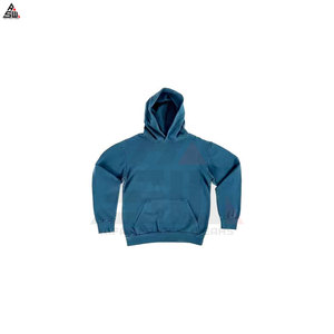 Özel 420 Gsm erkek sıkıntılı boy asit yıkanmış Hoodie Vintage katı desen kazak örme dokuma hiçbir dize Hoodie - Product Image 6