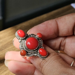 แหวนพลอยสีเงินลายปะการังสำหรับงานแต่งงานงานหมั้นวันครบรอบ - Product Image 3