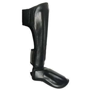 Protège-tibias de football respirant, résistant aux chocs, durable, protection professionnelle, cuir PU, fermeture à boucle et crochet, mousse absorbant les chocs - Product Image 2