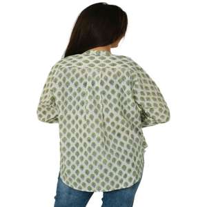 Blusa bohemia de manga corta con estampado de bloques de algodón para mujer, camisas ligeras casuales de verano inspiradas en Hippie - Product Image 5