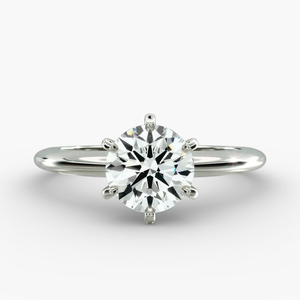 Anillo Solitario de Seis Puntas de Oro Blanco de 14K con Diamante de Laboratorio Certificado por AGI de 3.00 CTW - Product Image 1