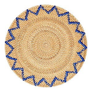 Wholesale Rattan <b>Placemat</b> Blue Zigzag Pattern Handwoven Natural <b>Wicker</b> Table Mat Eco Friendly Dining Decor From Vietnam Factory - Product Image 1