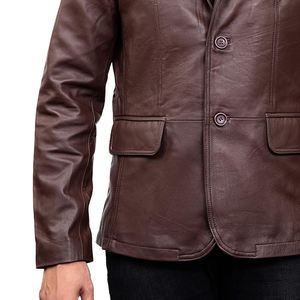 Chaqueta de cuero transpirable de cuero de vaca a prueba de viento con relleno de algodón 100% de alta calidad para hombre - Product Image 3