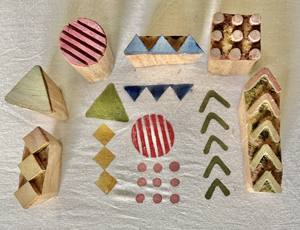 Kit de Sellos de Geometría Tribal Hechos a Mano |   Bloques de Textura Mixtos de Triángulos, Chevron y Círculos para Impresión de Telas - Product Image 2