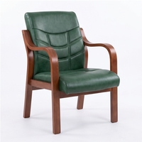 Fauteuil de Direction Ergonomique Traditionnel à Dossier Haut en Cuir PU, Accoudoirs Fixes, Pieds en Bois, Chaise de Bureau Confortable, Usage Commercial
