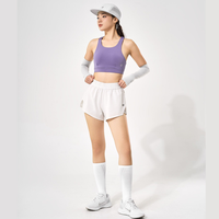 Soutien-gorge de sport pour femme, simple, respirant, à séchage rapide, en Spandex/Polyester, à double couche, bretelles, maintien moyen, décoration en maille, col rond