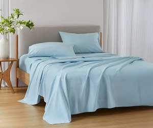 Juego de Sábanas de 4 Piezas para Cama Queen, Color Azul Claro, Estilo de Diseñador, 200 Hilos, Sábanas Suaves y Transpirables Disponibles para la Venta desde India - Product Image 6
