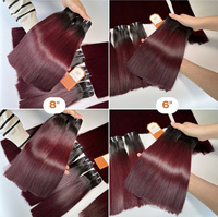 Tendance chaude Trame Extensions De Cheveux Vin Bourgogne Couleur Vietnamien Cheveux Wick La Meches Bon Os Droit
